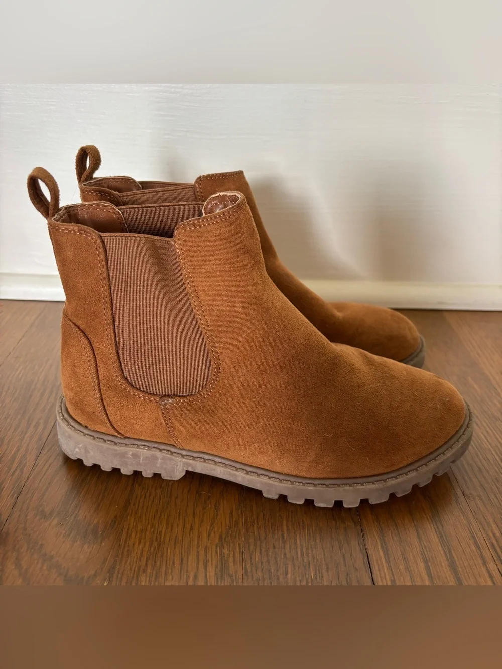 Kids Brown Faux Suede Chelsea Boots